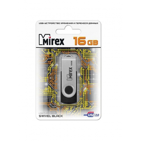 Флешка MIREX SWIVEL (16 Gb) BLACK - фото 1