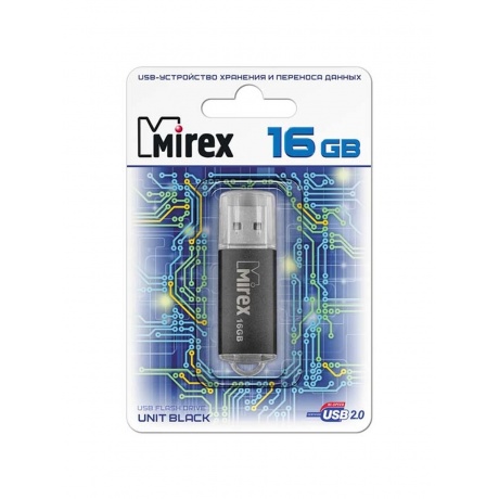 Флешка MIREX UNIT (16 Gb) BLACK - фото 1