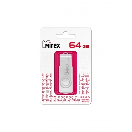 Флешка MIREX SWIVEL (64 Gb) WHITE - фото 1
