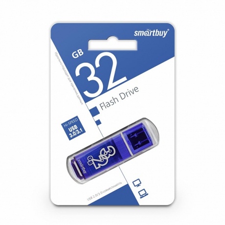 Флешка SmartBuy 32Gb Glossy dark blue USB 2.0 - фото 1