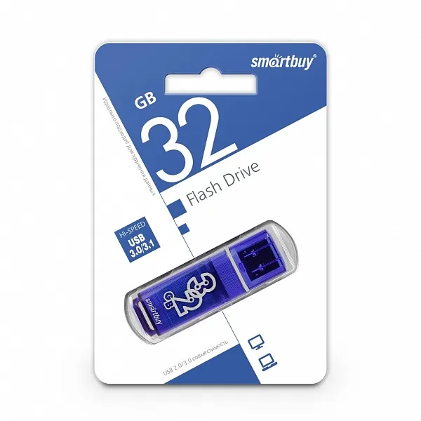 Флешка SmartBuy 32Gb Glossy dark blue USB 2.0 - фото 1