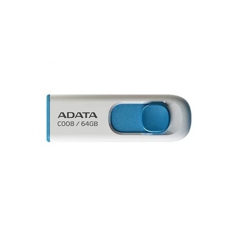 Флешка A-Data 64Gb C008 (AC008-64G-RWE) USB2.0 White/Blue - фото 2