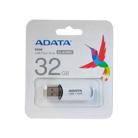 Флешка A-Data 32Gb C906 (AC906-32G-RWH) USB2.0 White - фото 4