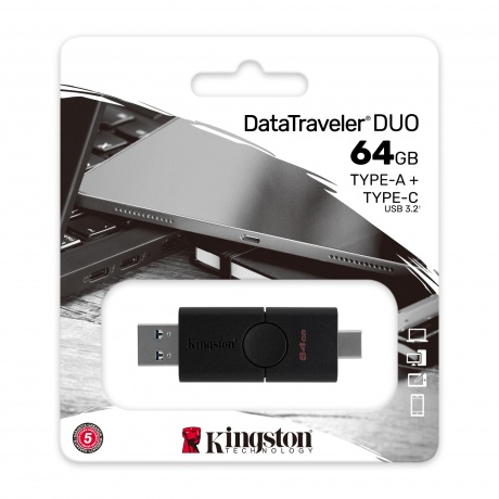 Флешка Kingston 64Gb DataTraveler Duo (DTDE/64GB) USB 3.2 Gen 1 - фото 3