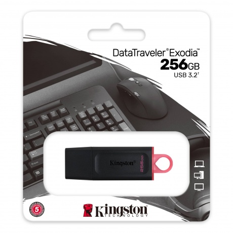 Флешка Kingston 256Gb DataTraveler Exodia (DTX/256GB) USB3.1 черный/красный - фото 3