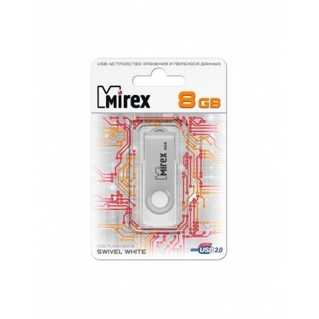Флешка Mirex Swivel 8GB USB 2.0 Белый - фото 3