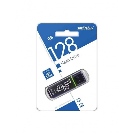 Флешка SmartBuy Glossy series 128Gb USB 3.0/3.1 Dark Grey (SB128GBGS-DG) - фото 2