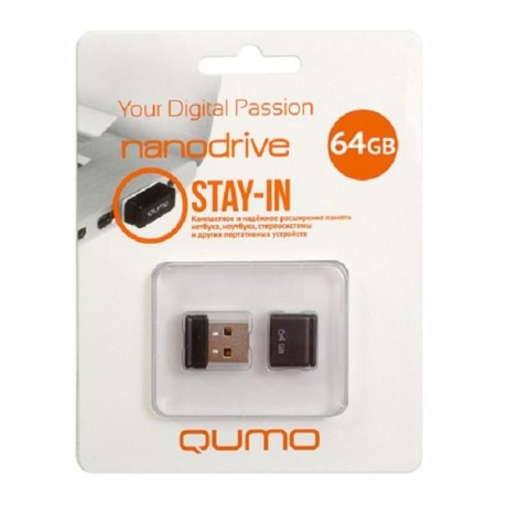 Флешка Qumo Nano 64Gb USB 2.0 Black (QM64GUD-NANO-B)
