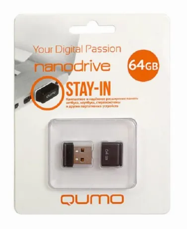 Флешка Qumo Nano 64Gb USB 2.0 Black (QM64GUD-NANO-B)