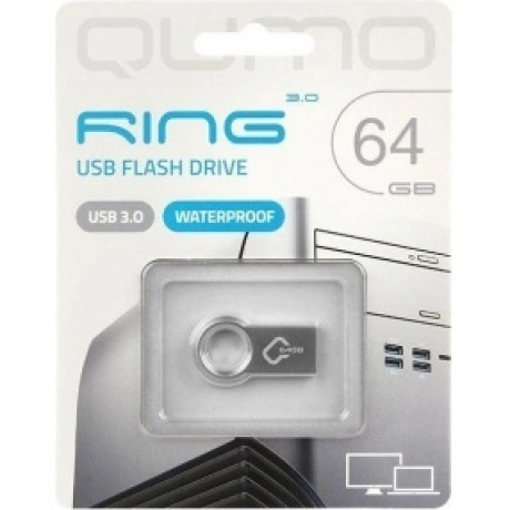 Флешка Qumo Ring 64Gb USB 3.0 Metallic (QM64GUD3-Ring)