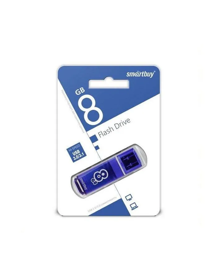 Флешка Smartbuy 8Gb Glossy Blue (SB8GBGS-B) - фото 2