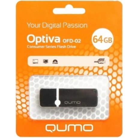 Флешка QUMO 64GB USB 2.0 Optiva 02 Black, цвет корпуса черный (Q...