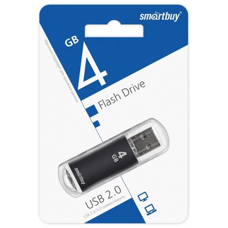 Флешка  Smartbuy 4Gb USB2.0&gt; V-Cut Black (SB4GBVC-K) - фото 4