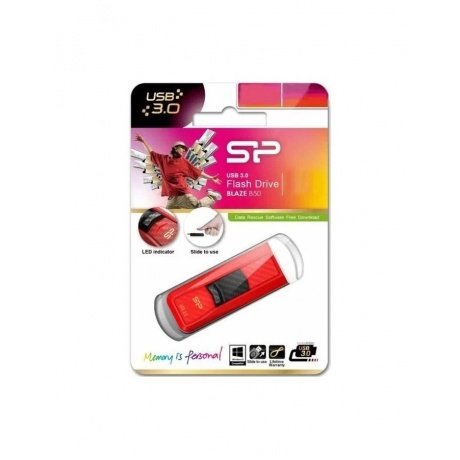 Флешка 32Gb Silicon Power Blaze B50, USB 3.0, Красный - фото 4