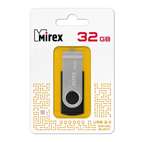 Флешка 32GB Mirex Swivel, USB 2.0, Черный (13600-FMURUS32) - фото 1