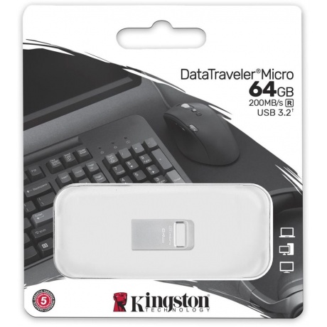 Флешка Kingston DataTraveler Micro 64GB DTMC3G2/64GB (USB 3.2) - фото 3