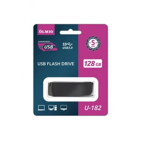 Флешка Olmio U-182 128GB USB3.0, black - фото 2