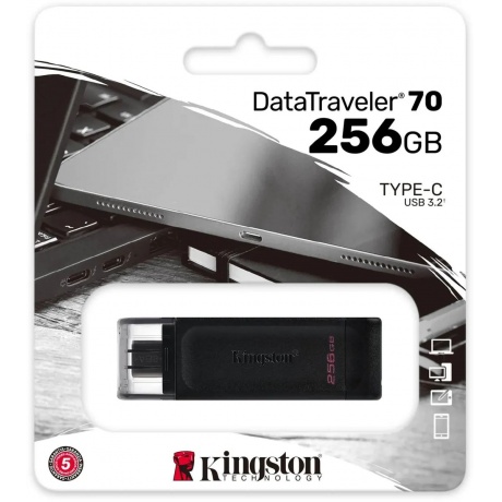 Флешка Kingston USB-C 3.2 256GB (DT70/256GB) - фото 4