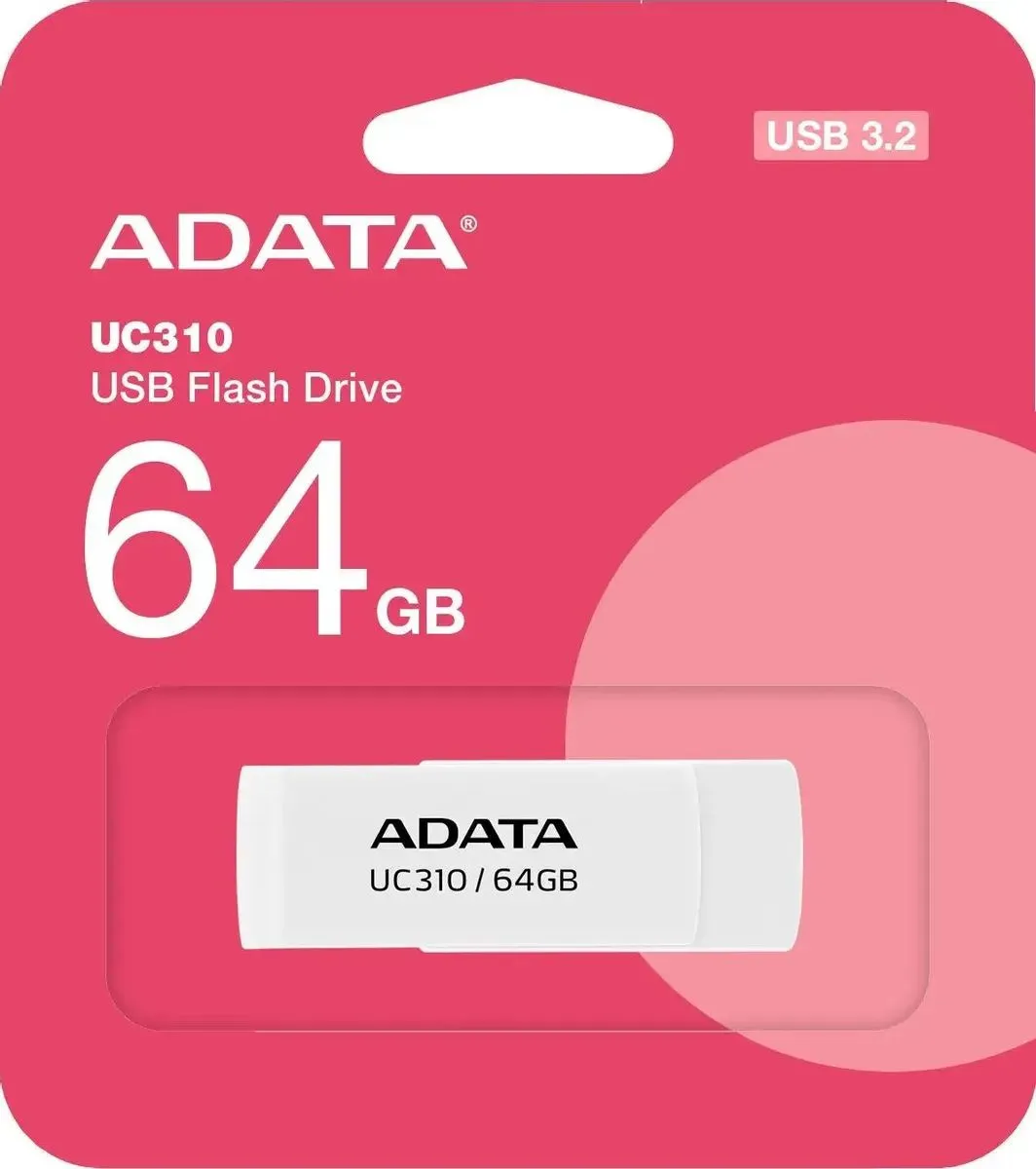 Флешка A-Data USB3 64GB WHITE (UC310-64G-RWH) - фото 4
