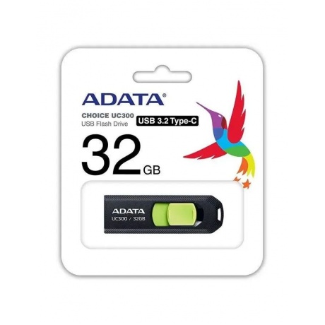 Флешка A-DATA 32GB (ACHO-UC300-32G-RBK/GN) UC300, USB 3.2/TypeC, черный/зеленый - фото 2