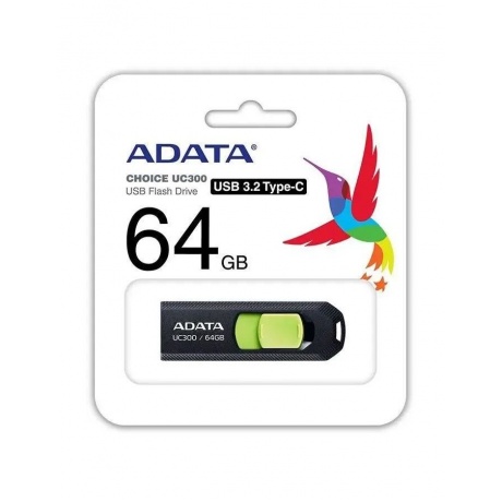 Флешка A-DATA 64GB (ACHO-UC300-64G-RBK/GN) UC300, USB 3.2/TypeC, черный/зеленый - фото 2