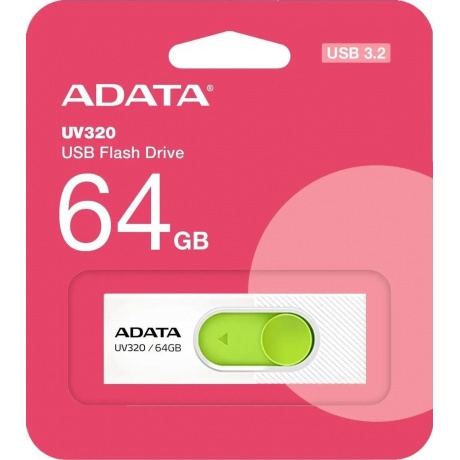 Флешка A-DATA 64GB (AUV320-64G-RWHGN) UV320, USB 3.2, белый/зеленый - фото 3