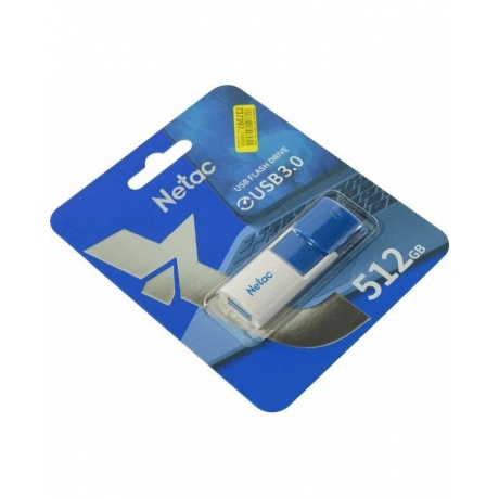 Флешка Netac U182 Blue 512Gb (NT03U182N-512G-30BL), USB3.0, сдвижной корпус, пластиковая бело-синяя - фото 4
