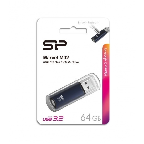 Флешка Silicon Power 64Gb Marvel M02 SP064GBUF3M02V1B, Blue - фото 3