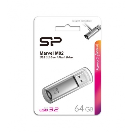 Флешка Silicon Power 64Gb Marvel M02 SP064GBUF3M02V1S, Silver - фото 3