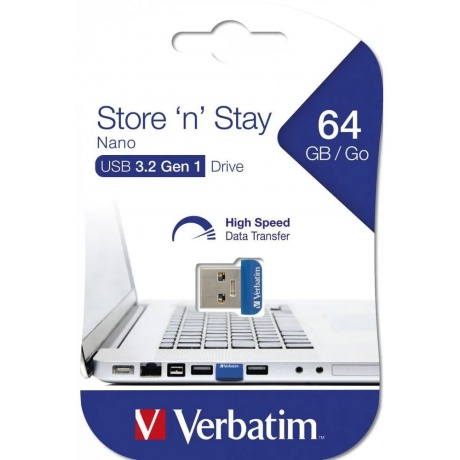 Флешка Verbatim V Store 'n' Stay Nano USB 3.0 64GB - фото 3