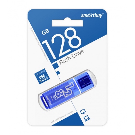 Флешка 128Gb SmartBuy Glossy series USB 3.0/3.1 Gen.1 Dark Blue SB128GBGS-DB - фото 3