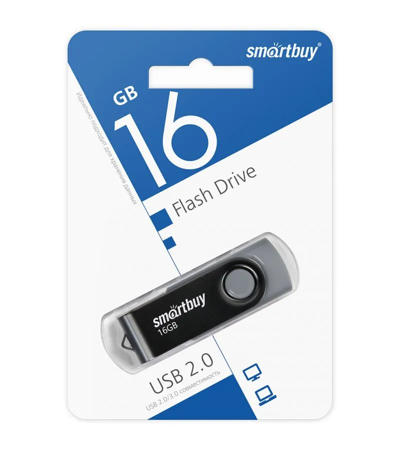 Флешка 16Gb SmartBuy UFD 2.0 Twist Black SB016GB2TWK - фото 2