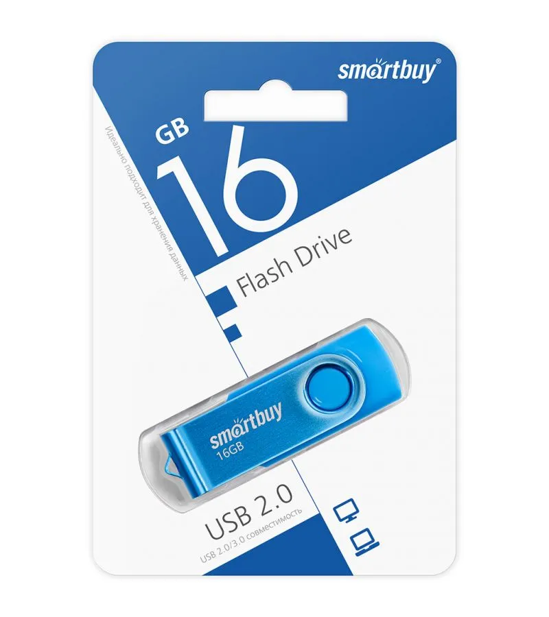 Флешка 16Gb SmartBuy UFD 2.0 Twist Blue SB016GB2TWB - фото 3