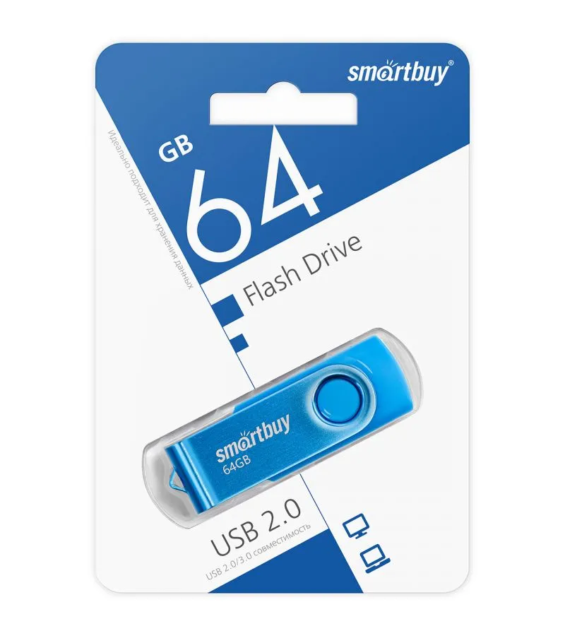 Флешка 64Gb SmartBuy UFD 2.0 Twist Blue SB064GB2TWB - фото 3