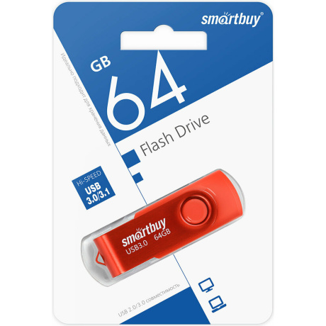 Флешка 64Gb SmartBuy UFD 3.0 Twist Red SB064GB3TWR - фото 1
