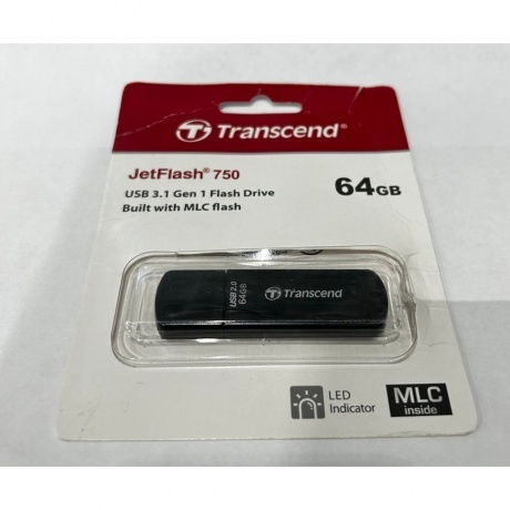 Флешка Transcend JetFlash 750 64GB черный отличное состояние - фото 2