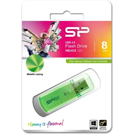 Флешка Silicon Power Helios 101 SP008GBUF2101V1N 8GB green - фото 2