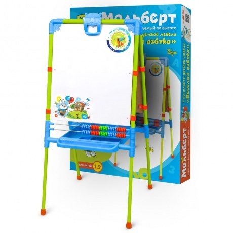 

Доска знаний-мольберт двусторонний Веселая азбука, со счетами, макс.выс. 107,5 см М2/ВА2