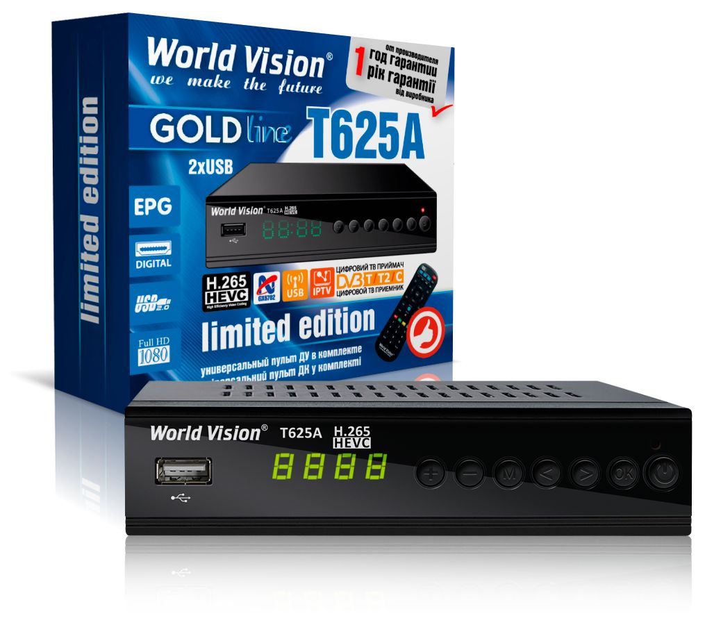 

TV-тюнер DVB-T2/C World Vision T625A, Dolby Digital