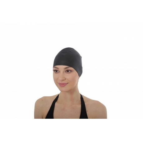 Шапочка для плавания силиконовая для длинных волос, черный (swimming cap) - фото 6