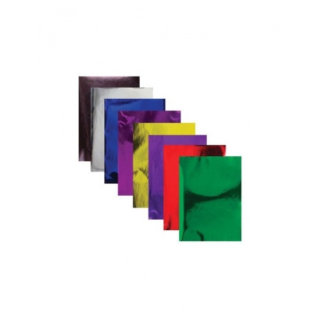Цветная бумага А4 ЗЕРКАЛЬНАЯ, 8 листов 8 цветов, в пакете, 80 г/м2, BRAUBERG, 210х297 мм, 124717, (5 шт.) - фото 2