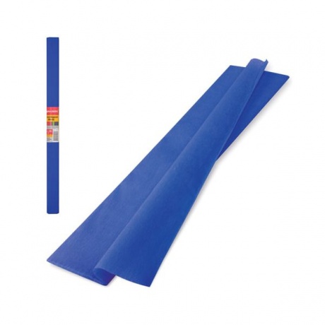 Цветная бумага крепированная плотная, растяжение до 45%, 32 г/м2, BRAUBERG, рулон, синяя, 50х250 см, 126535, (10 шт.) - фото 1