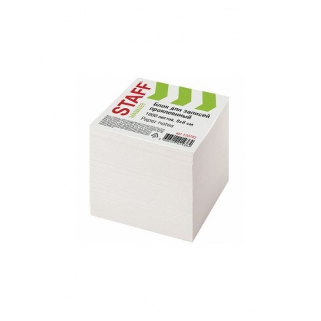 Блок для записей STAFF, проклеенный, куб 8х8 см,1000 листов, белый, белизна 90-92%, 120382, (6 шт.) - фото 1