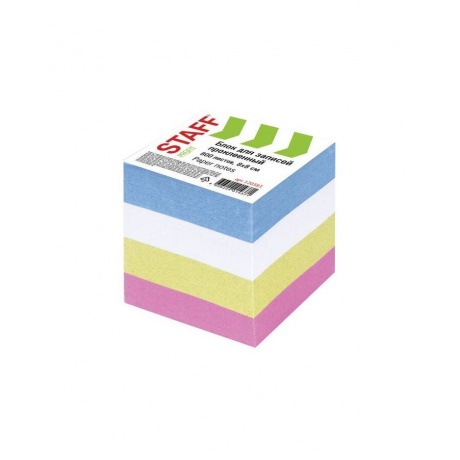 Блок для записей STAFF, проклеенный, куб 8х8 см, 800 листов, цветной, чередование с белым, 120383, (6 шт.) - фото 1