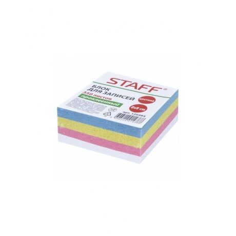 Блок для записей STAFF, проклеенный, куб 8х8 см, 350 листов, цветной, чередование с белым, 120384, (15 шт.) - фото 1
