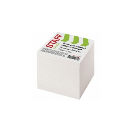 Блок для записей STAFF непроклеенный, куб 9х9х9 см, белый, белизна 90-92%, 126366, (6 шт.) - фото 1