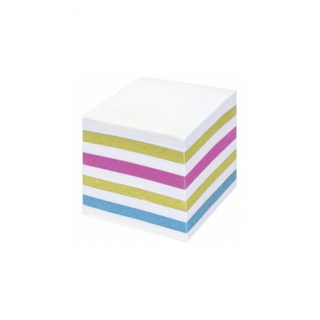 Блок для записей STAFF непроклеенный, куб 9х9х9 см, цветной, чередование с белым, 126367 - фото 2