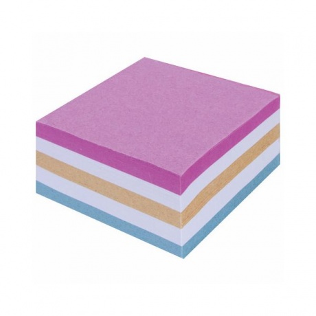 Блок для записей STAFF проклеенный, куб 9х9х5 см, цветной, чередование с белым, 129200, (6 шт.) - фото 2
