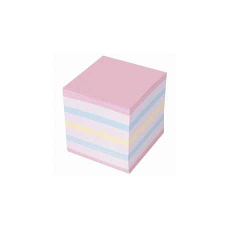Блок для записей STAFF проклеенный, куб 9х9х9 см, цветной, чередование с белым, 129208 - фото 2