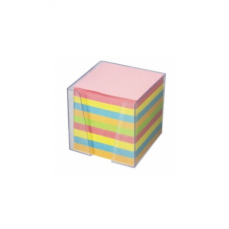 Блок для записей BRAUBERG в подставке прозрачной, куб 9х9х9 см, цветной, 122225 - фото 2